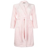 Lichtroze fleece kinderbadjas met naam borduren