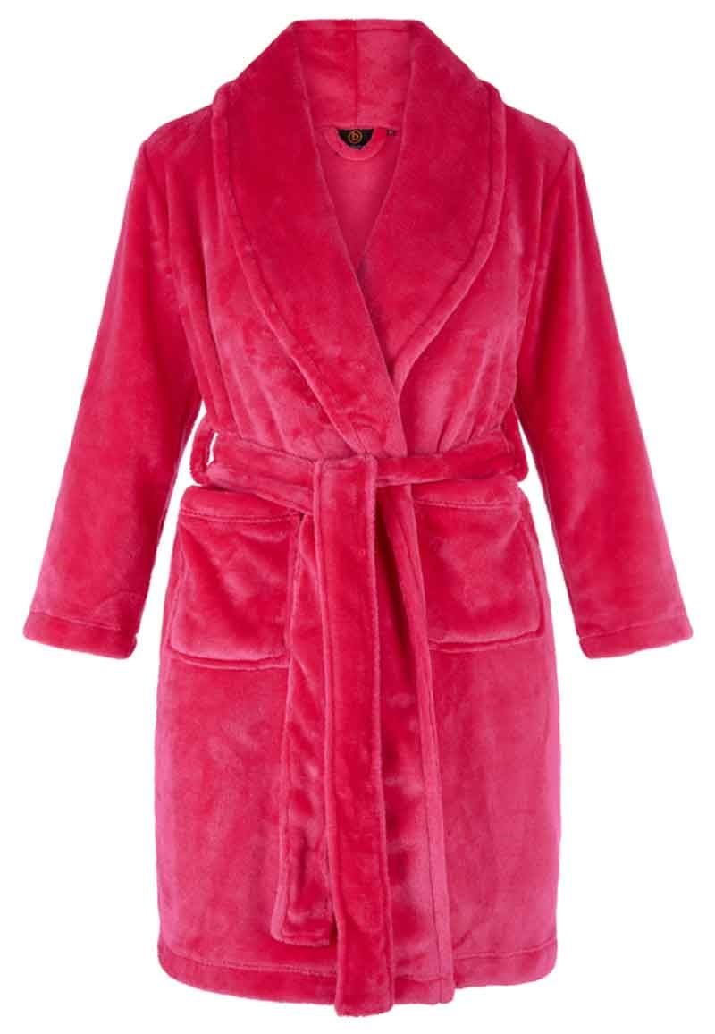 Badrock Donkerroze unisex fleece kinderbadjas met naam borduren afbeelding