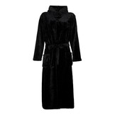 Zwarte capuchon fleecebadjas met naam borduren