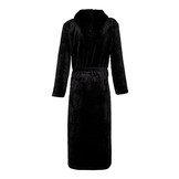 Zwarte capuchon fleecebadjas met naam borduren