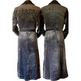 Grijze unisex fleecebadjas met naam borduren - lang model