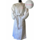 Witte lichtgewicht saunabadjas met naam borduren - wafel katoen