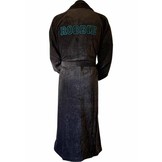 Antraciet velours badjas unisex met naam borduren