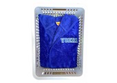 Kinderbadjas kobalt blauw met naam borduren
