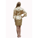 Champagne satijnen kimono met naam borduren