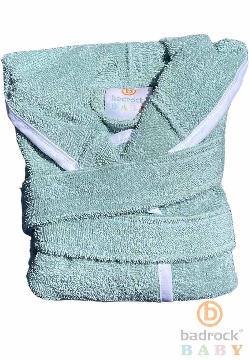 Badrock Baby Groene babybadjas badstof katoen met capuchon - GRATIS slabbetje afbeelding