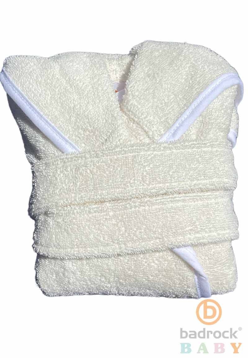 Badrock Baby Créme babybadjas badstof katoen met capuchon - GRATIS slabbetje afbeelding