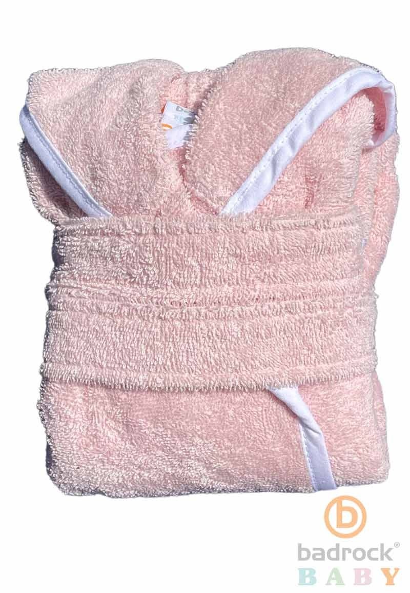 Badrock Baby Roze babybadjas badstof katoen met capuchon - GRATIS slabbetje afbeelding