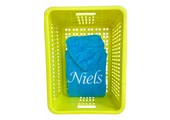 Kinderbadjas aqua blauw met naam borduren