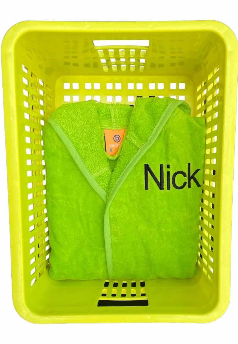 Kinderbadjas lime groen met naam borduren