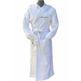Witte capuchon badjas met naam borduren - badstof katoen