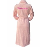 Pastel roze unisex fleecebadjas met naam borduren