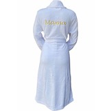 Witte unisex fleecebadjas met naam borduren