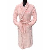 Pastel roze unisex fleecebadjas met naam borduren