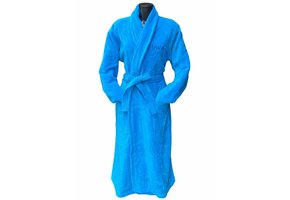Aqua blauwe badjas unisex met naam borduren