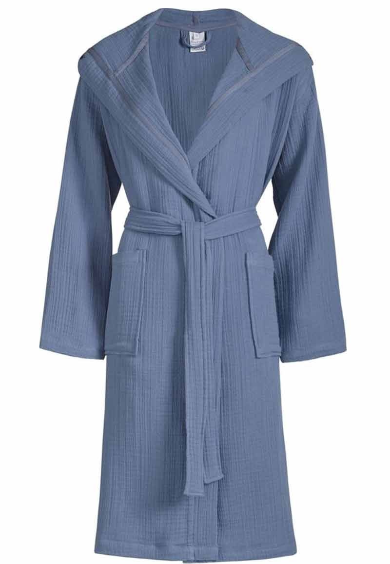 Van Dyck unisex badjas biologisch katoen - denimblauw afbeelding