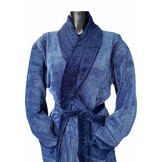 luxe velours herenbadjas met sjaalkraag - met strepen