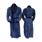 luxe velours herenbadjas met sjaalkraag - met strepen