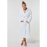 Witte badjas unisex met capuchon - fleece