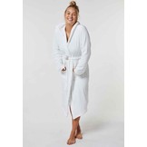 Witte badjas unisex met capuchon - fleece