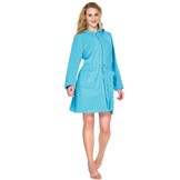 Badjas dames aquablauw  - met rits en capuchon