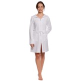 Badjas dames wit  - met rits en capuchon
