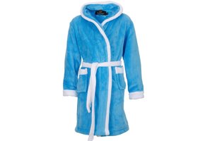 badjas kind Aqua met capuchon