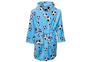 badjas kind Voetbal blauw met capuchon