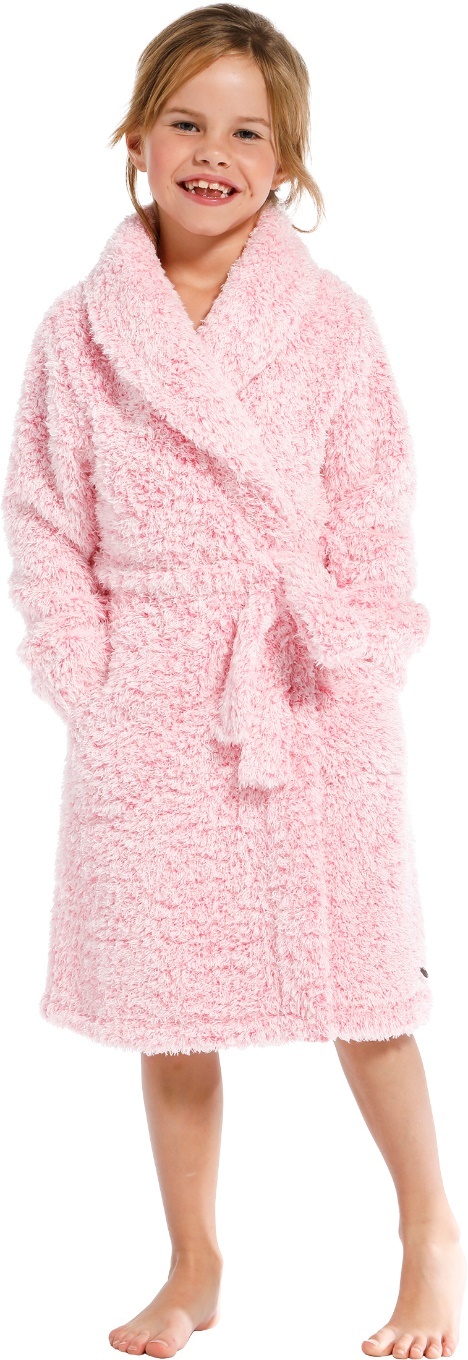 Rebelle kinderbadjas roze fleece - kort model