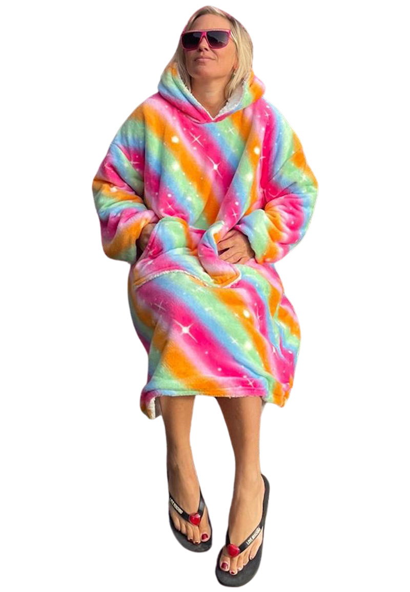 Badrock Fleece deken met hoodie - Rainbow afbeelding