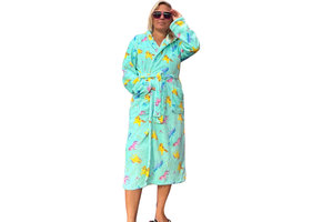 Dames ochtendjas unicorn  met capuchon - fleece