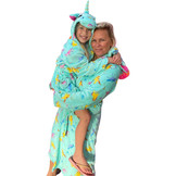 Dames ochtendjas unicorn  met capuchon - fleece