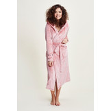 Charlie Choe roze fleece dames badjas met capuchon - lang model
