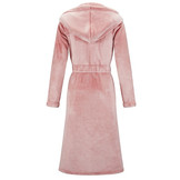 Charlie Choe roze fleece dames badjas met capuchon - lang model