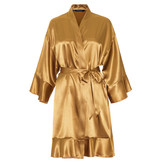 badjas satijn kort met ruffles - goud