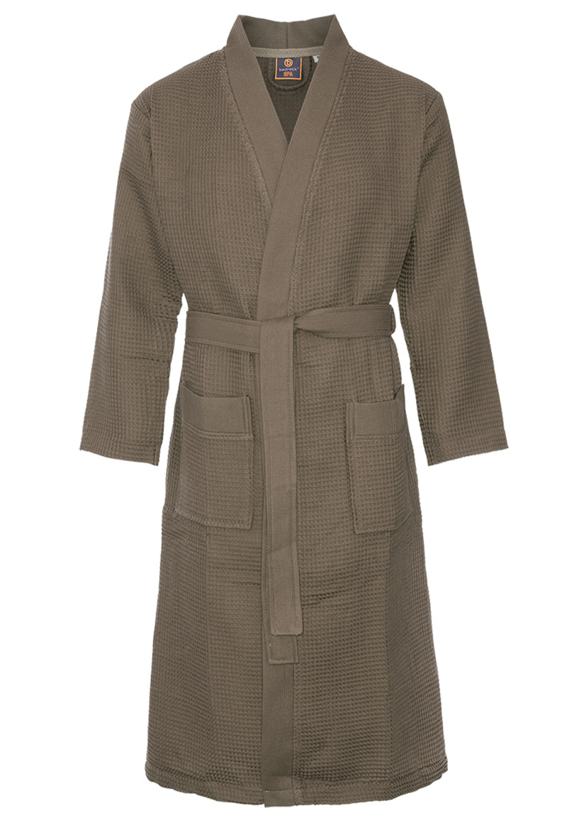 Taupekleurige katoenen kimono badjas van Badrock – unisex model