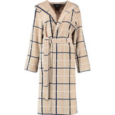 badjas dames beige met ruit - velours katoen