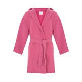Mousseline badjas kind met capuchon - katoen - fuchsiaroze