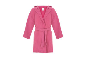 Mousseline badjas kind met capuchon - katoen - fuchsiaroze
