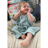 Mousseline badjas kind met capuchon - katoen - mintgroen