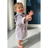 Mousseline badjas kind met capuchon - katoen - lichtgrijs