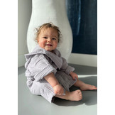 Mousseline badjas kind met capuchon - katoen - lichtgrijs