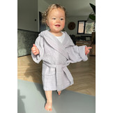 Mousseline badjas kind met capuchon - katoen - lichtgrijs