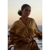 badjas satijn kort met ruffles - goud