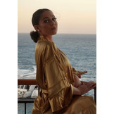 badjas satijn kort met ruffles - goud