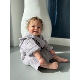 Mousseline badjas kind met capuchon - katoen - lichtgrijs