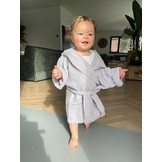 Mousseline badjas kind met capuchon - katoen - lichtgrijs
