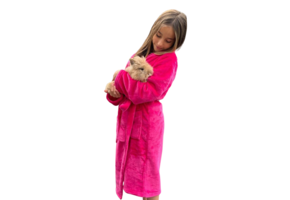 badjas kind Hardroze met sjaalkraag