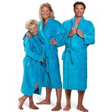 badjas unisex aquablauw katoen met sjaalkraag