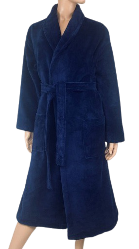 Hotel badjas velvet katoen/fleece marineblauw afbeelding
